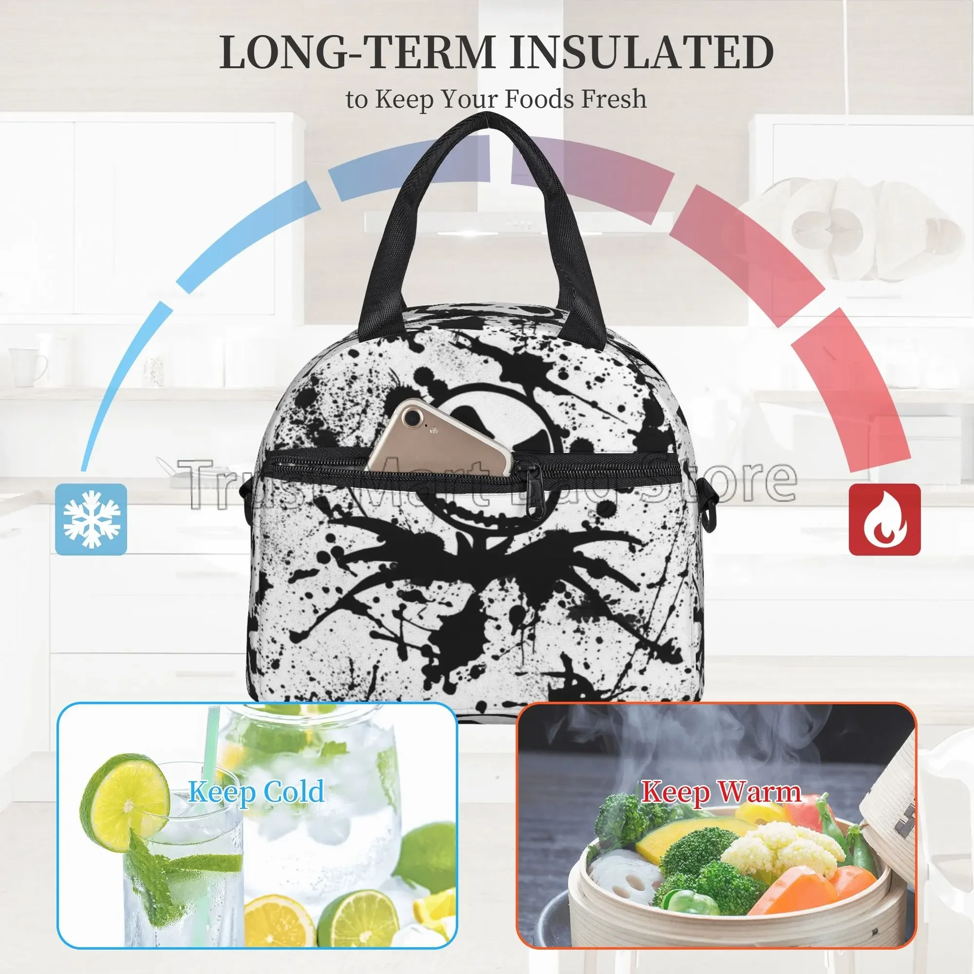 Halloween Skeleton Portable Thermal Lunch Bag Insulated Lunch Box Reusable Totes for Women Men Work Picnic Travel Camping