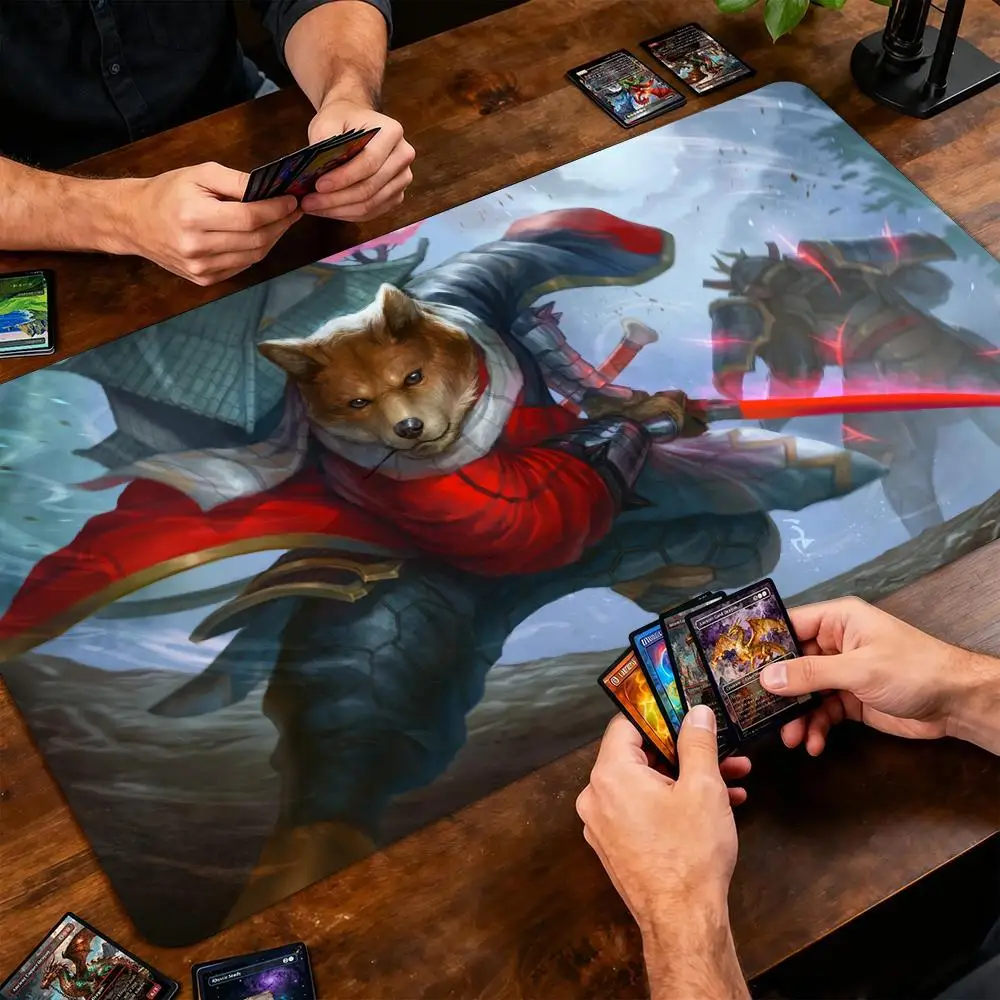 

Игровой коврик Fantasy Shiba Inu Samurai Magic Card Battle Mat MTG с противоскользящим основанием 35X60CM, коврик для настольных игр TCG