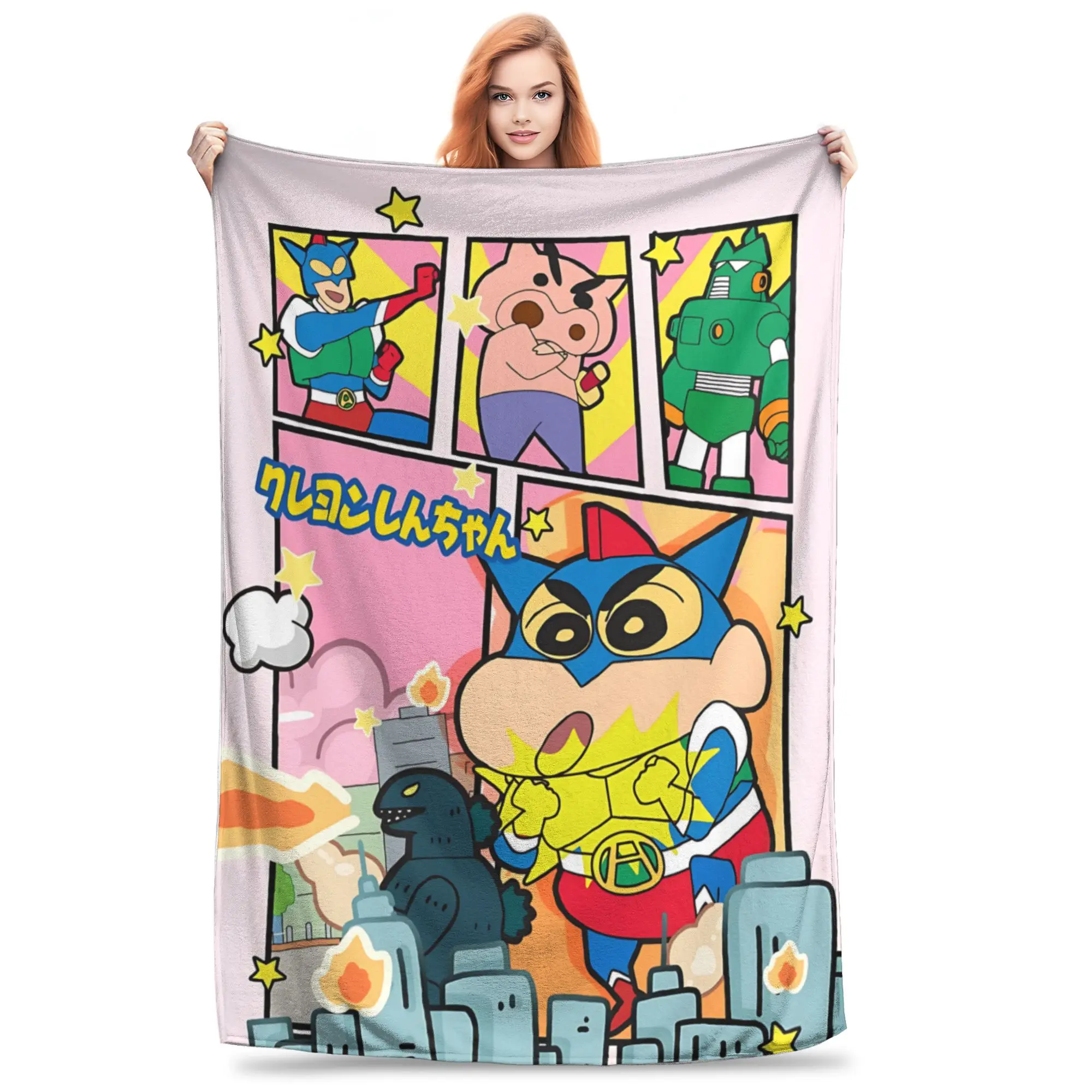 1PC home Cutecore Crayon S Shin chan  Blanket Super Cosy Plush Home Living Room Sofa halloween