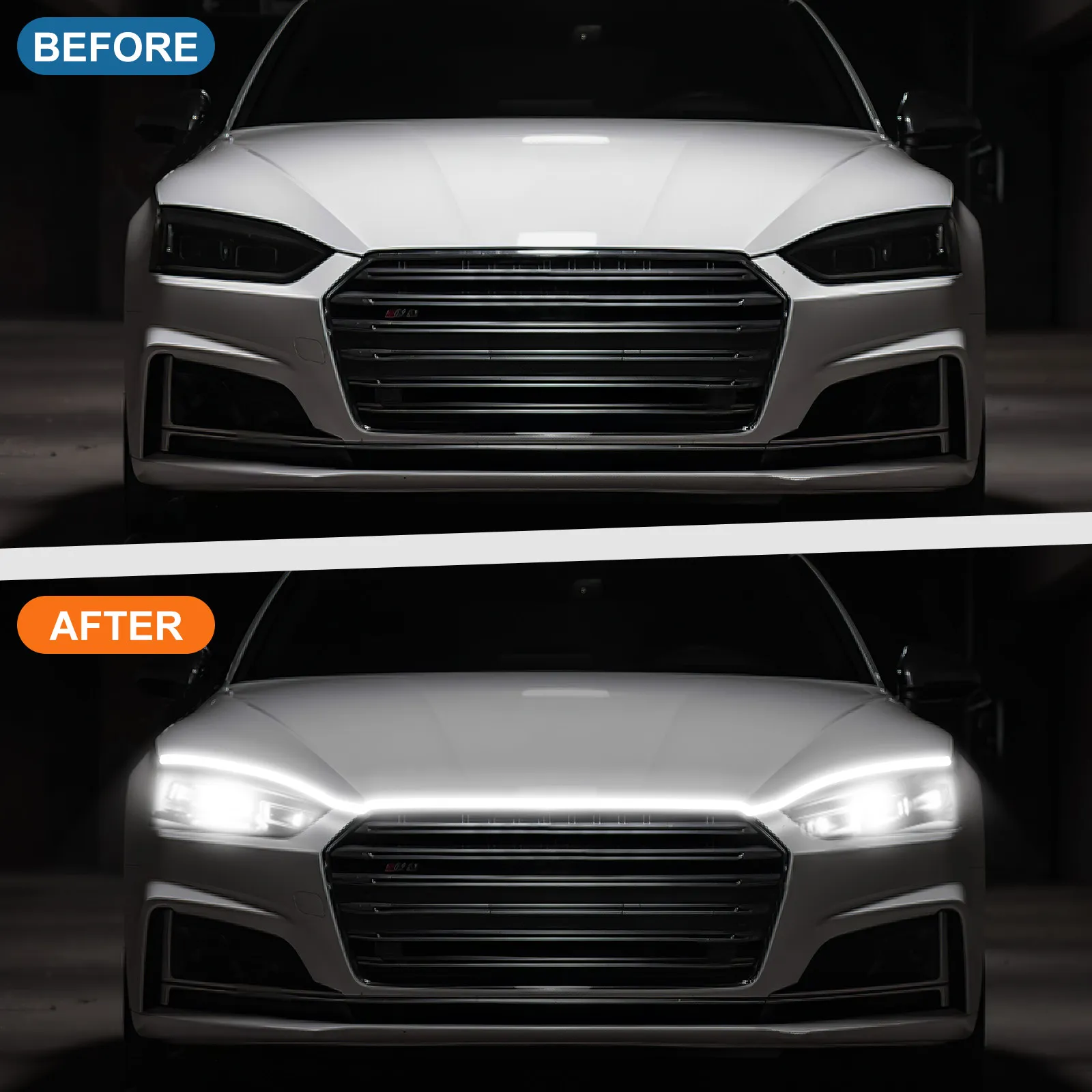 

Car Hood LED Strip Light Easy Install Direct Gap Super Bright White Hood Light Strip for Car Exterior Decoration and