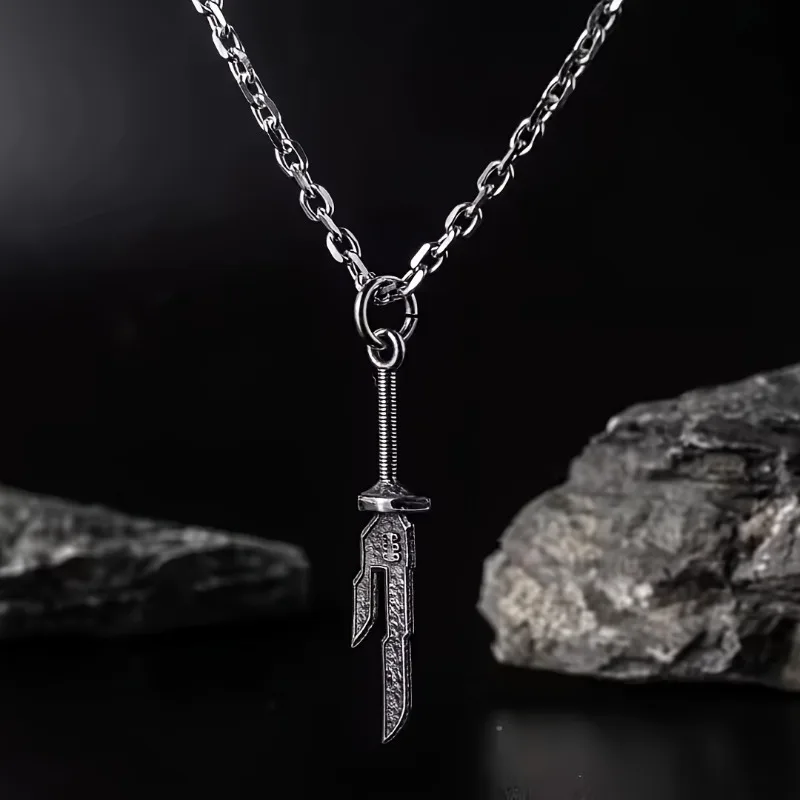 Collar con colgante en forma de cuchillo para hombre, modelo de simulación de personalidad Retro, moda Punk, textura de accesorio versátil