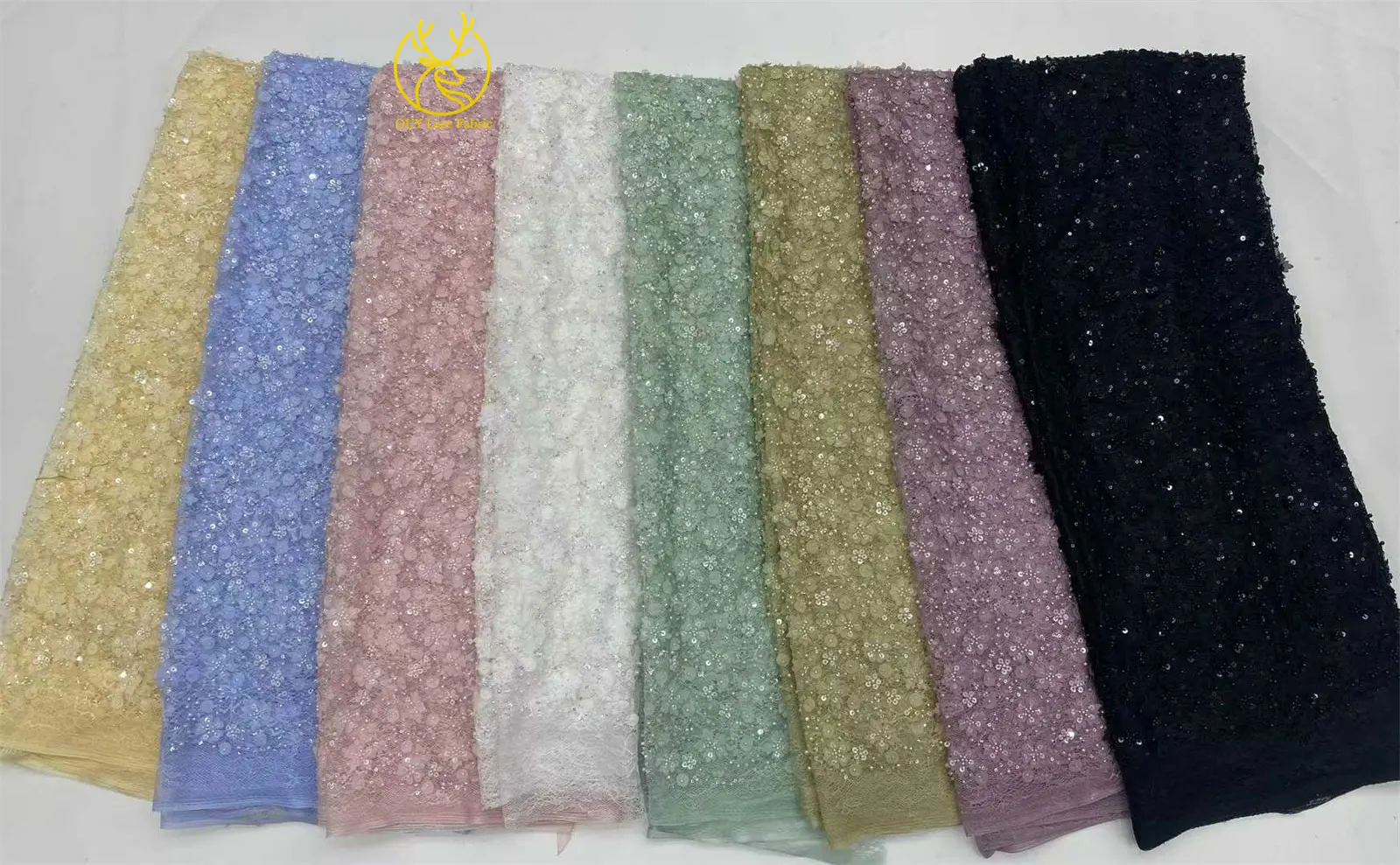 Neuester Spitzenstoff mit Pailletten und Perlen, 2026, hochwertiger afrikanischer nigerianischer Spitzenstoff, Hochzeitskleid und Abendkleid, Nähen, 5 Yards – Detail 3