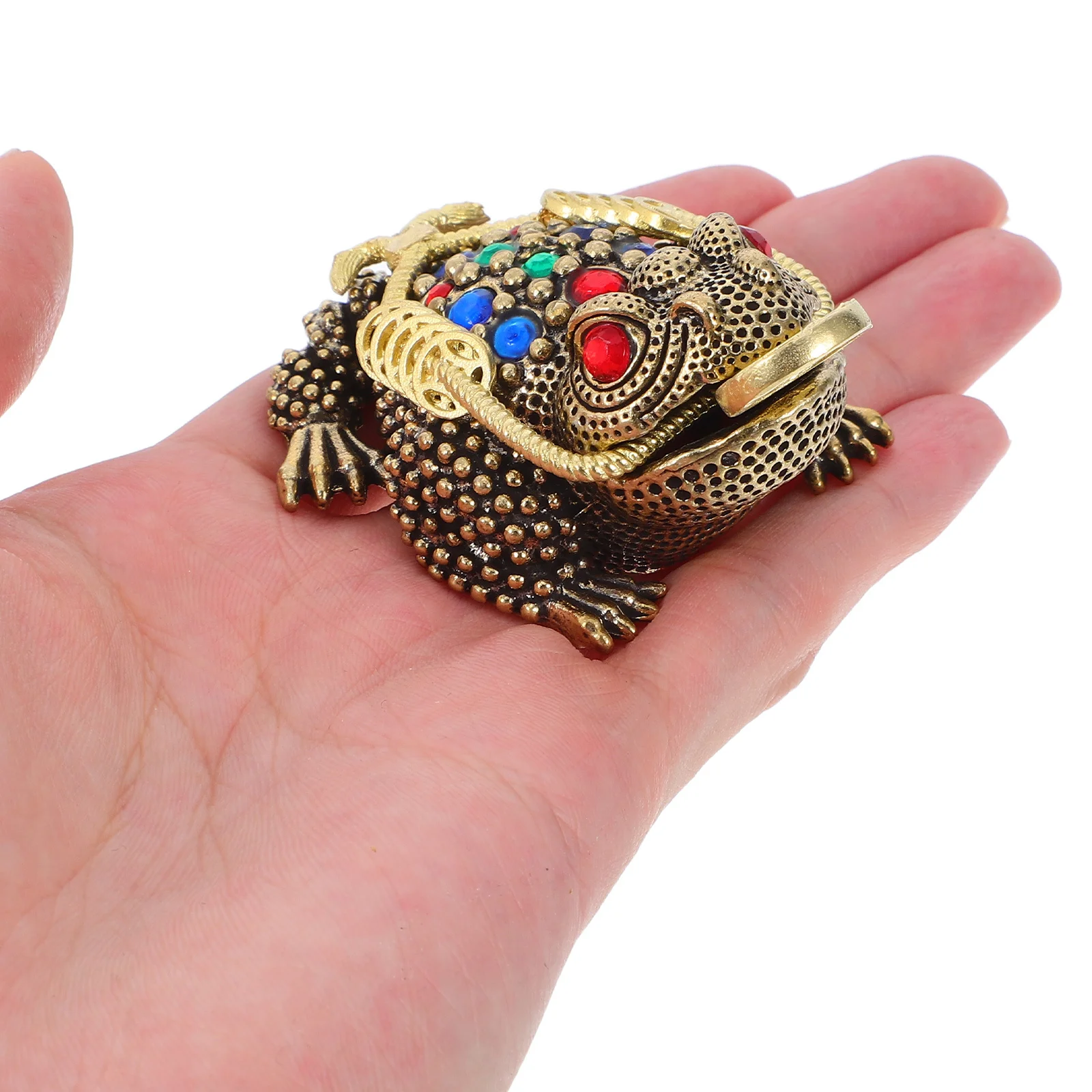 

Copper Money Toad Sculpture Hollow Design Three Legged Stable Desktop Office Ornament Wealth Frog Prosperity Decoration