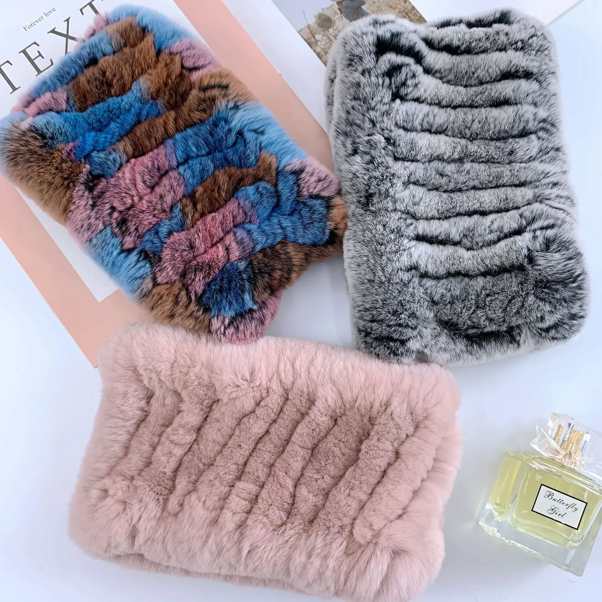 20024 Authentic Rex Rabbit Neck for Women Autumn-winter Warm Fur Neck Set Elastic Thick Scarf Every New Scarf