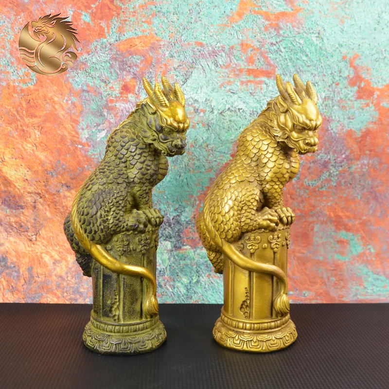All-brass water-repellent bronze artifact Retro mythical creature, the Gongsu, as an office or entryway decoration