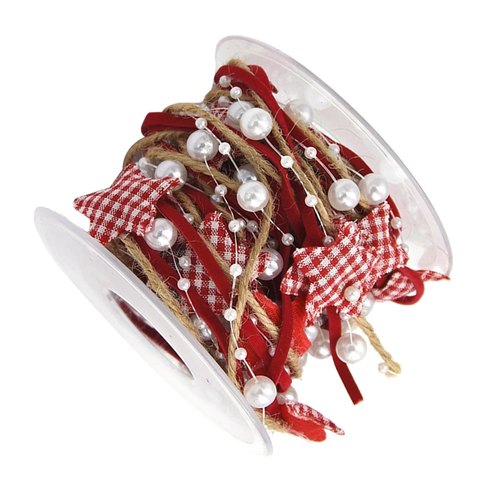 

1 Roll Christmas Beaded 5-Pointed Star Ribbon Decorative Craft String For Party Wedding Diy Decoration Xmas Ribbon