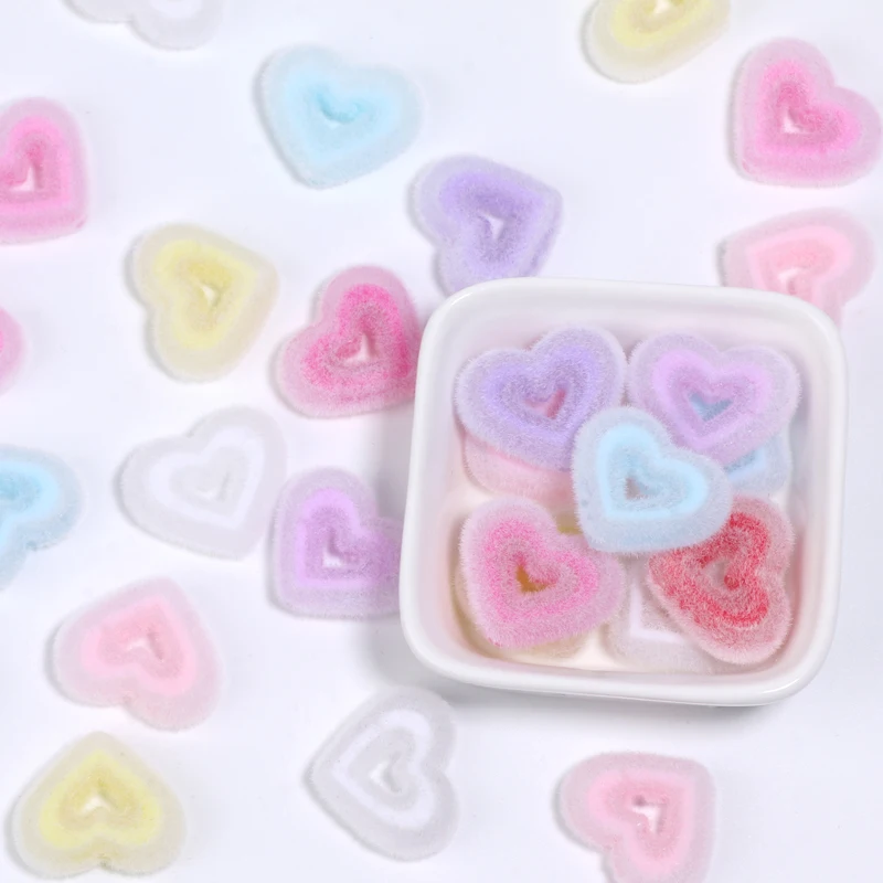 5 stücke 20x24mm Candy Farbe Beflockung Acryl Perlen Herz Form Lose Spacer Perlen Für Schmuck Machen DIY armband Neckalce Handwerk
