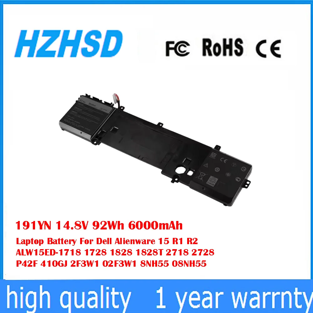 

191YN 14,8 В 92 Втч 6000 мАч аккумулятор для ноутбука Dell Alienware 15 R1 R2 ALW15ED-1718 1728 1828 1828T 2718 2728 P42F 410GJ 2F3W1