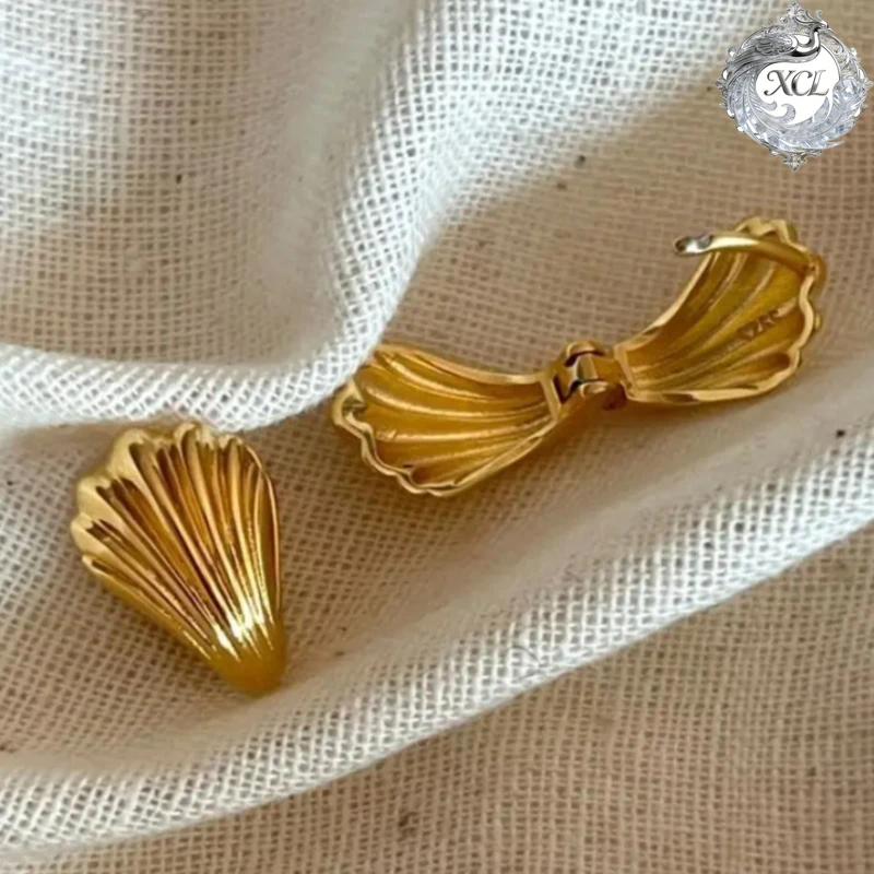 

Серьги-гвоздики XCL из стерлингового серебра 925 пробы в форме морской раковины, золотистого и серебристого цвета, модные, стильные, для женщин и девушек, для вечеринок