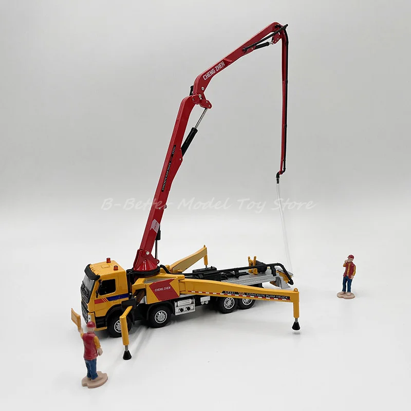 1:50 Diecast Metal Engineering Model Toy Concrete Pump Truck Replica With Sound & Lights