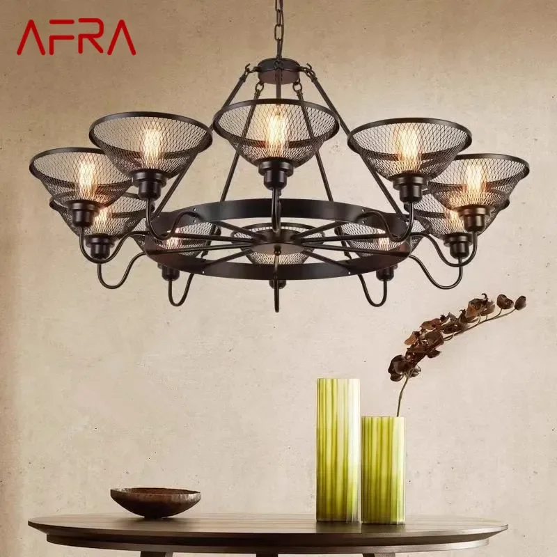 AFRA American Retro Pendent Lamp Industrial Wind Living Room Restaurant Loft Clothing Store Cafe Bar Box Homestay Chandelier