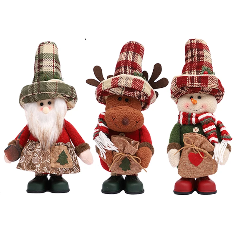 Christmas Santa Snowman-Reindeer Christmas Decoration 2025 Leg Table Mantel Decoration Plush Dolls Christmas Gifts For Kids Baby