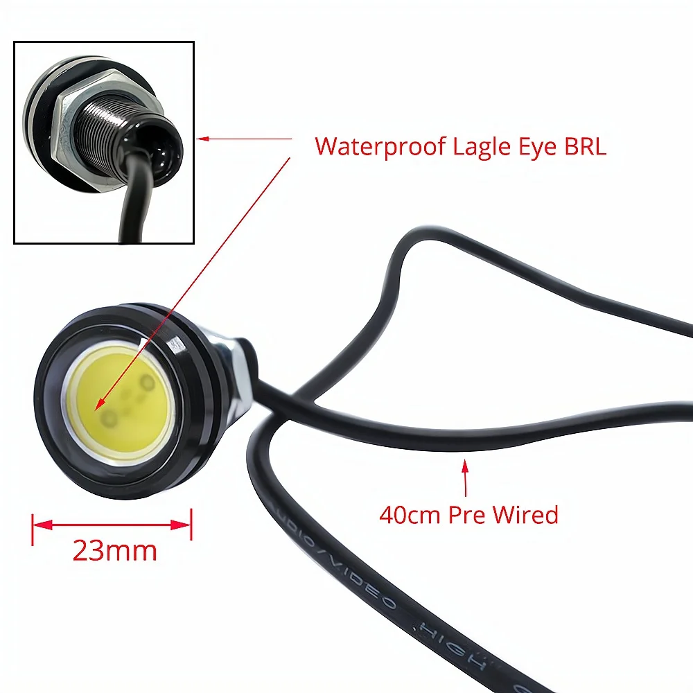 2Pcs 23mm Eagle Eye Light Dc 12v For Car Led Daytime Running Lighting DRL Backup Motor Parking Signal Lamps Waterproof Fog Bulbs
