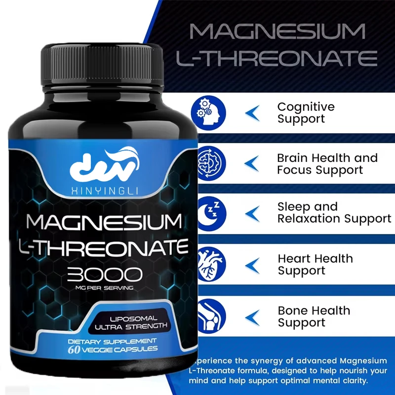 L-Threonate Magnesium Supplemental Capsules with 3000mg high absorption liposomes for brain, sleep support, energy-60 capsules