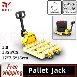 KEJI 1:8 Pallet Jack with Steer Wheels Handle Model Building Blocks Bricks Kit DIY Toys Gifts