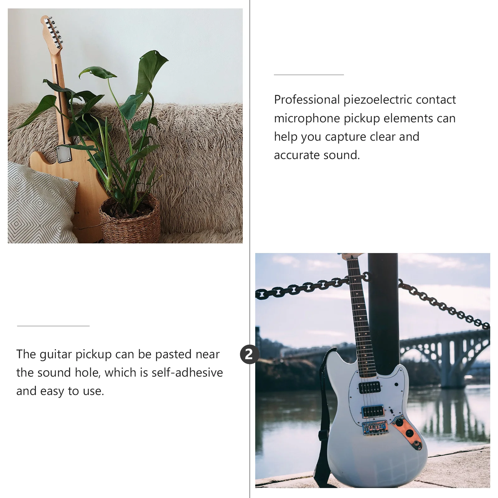 

2Sets Piezo Transducer Guitar Acoustic Violin Ukulele Banjo Pickup Microphone Sound Capture Vibration Guitar Pickup