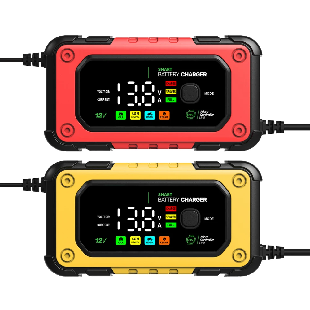 

12V 7A Fully Automatic Car Battery Charger LCD Display Pulse Repair Battery Charger for Auto Moto Lead Acid AGM GEL Battery