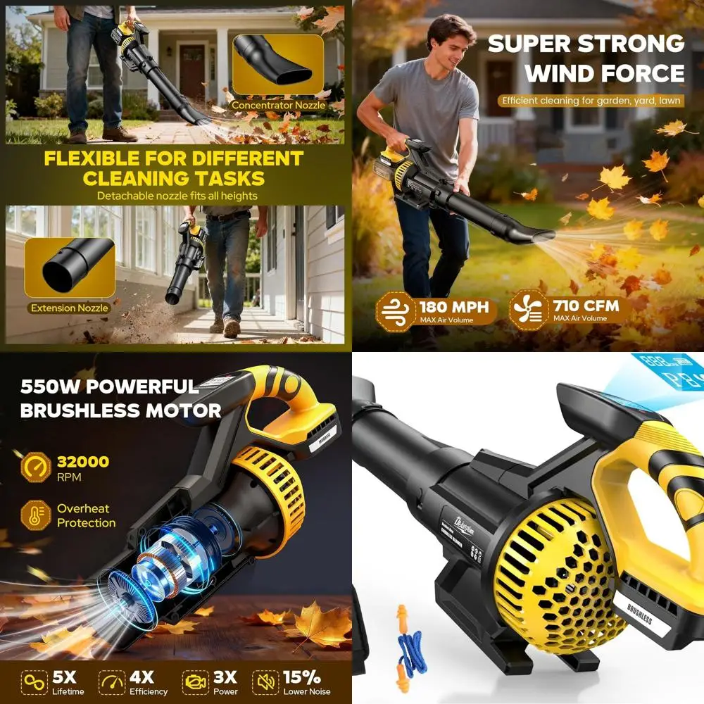 

20V MAX Battery-Ready Cordless Leaf Blower, 710 CFM/180 MPH, Brushless, 3-Speed, with Shoulder Strap for Yard and Garden Care