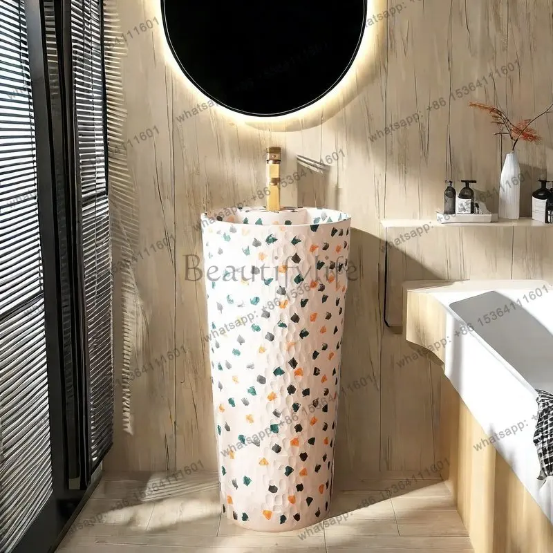 Floor-to-ceiling wash basin retro ceramic basin integrated wash face