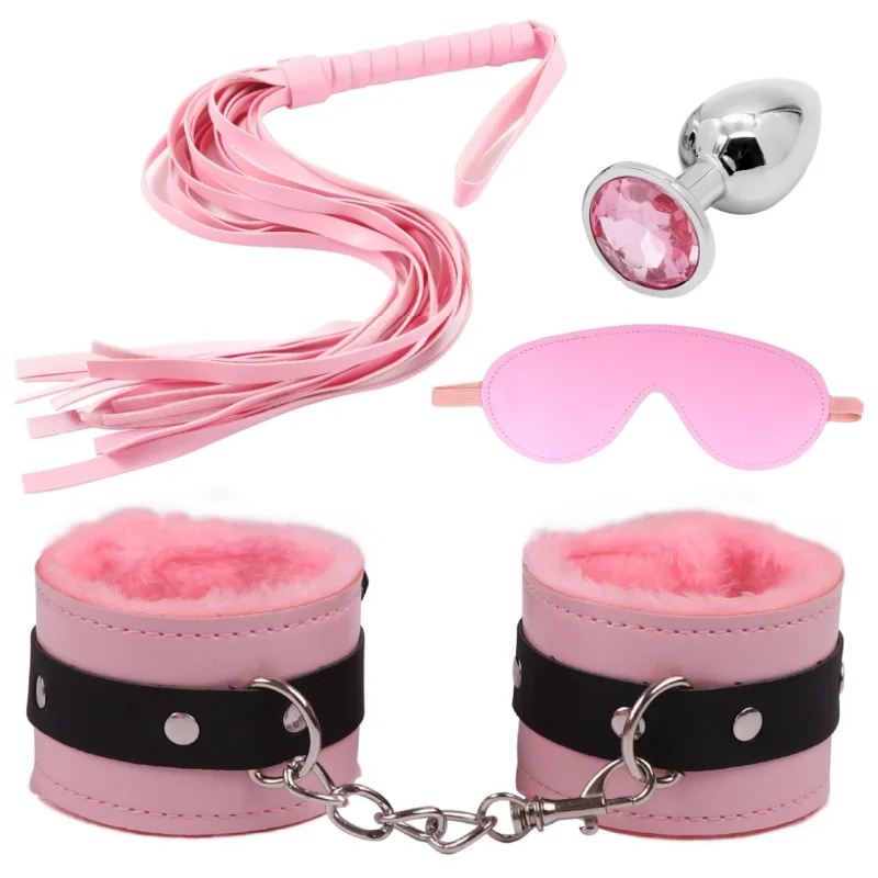 45cm PU Leather Whip Flogger Plush Sex Handcuffs Bondage Bdsm Slave Gag Anal Plug Exotic Accessories Toy For Couples Adult Games