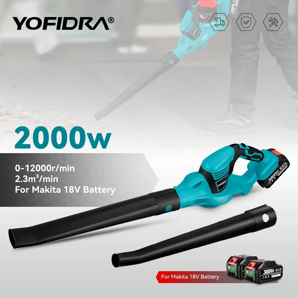 Ventilador Elétrico sem Fio Poderosa Indústria Doméstica Folha Sopro de Neve Soprador de Poeira Ferramenta Elétrica de Jardim para Makita 18v Bateria 2000w