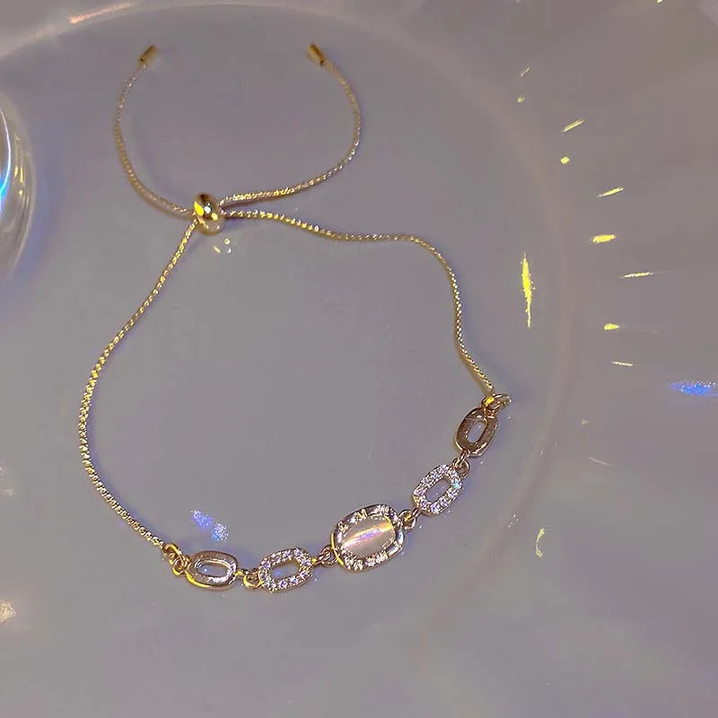 2025 جديد فاخر الزركون سلسلة أساور للنساء أنيقة الذهب اللون ساحة أوبال قابل للتعديل سوار مجوهرات الحفلات هدايا #6