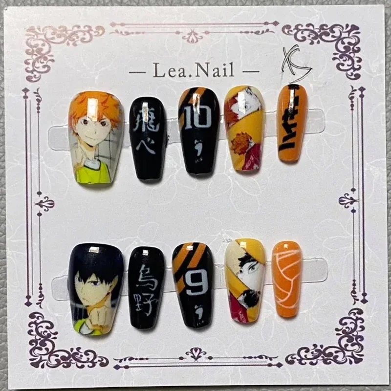 Uñas de dibujos animados de Anime Demon Slayer Satoru Gojo hechas a mano, uñas de dolor desmontables, decoración extraíble, regalo de cumpleaños para niñas