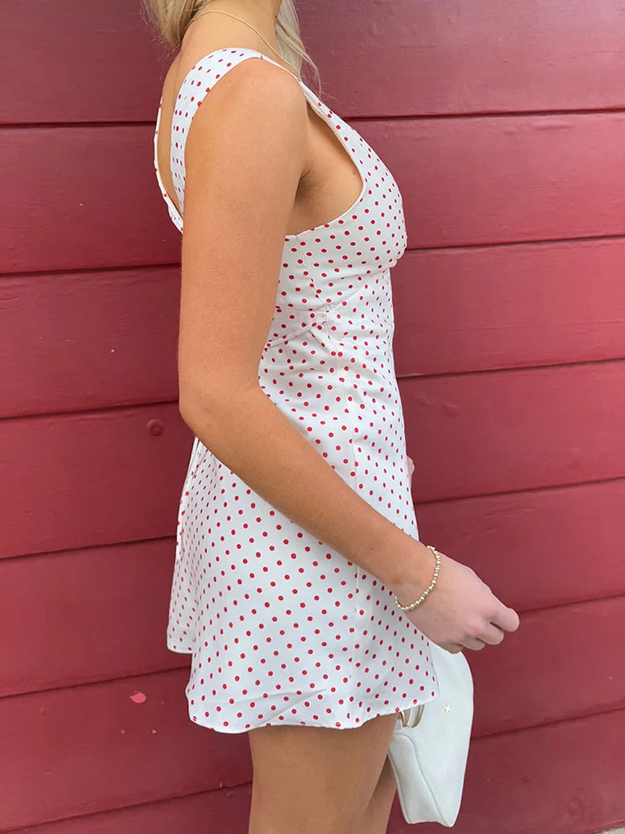 

Floral Print Sleeveless V Neck Mini Dress with Tie Waist and Backless Design Women s A-line Summer Streetwear Dress