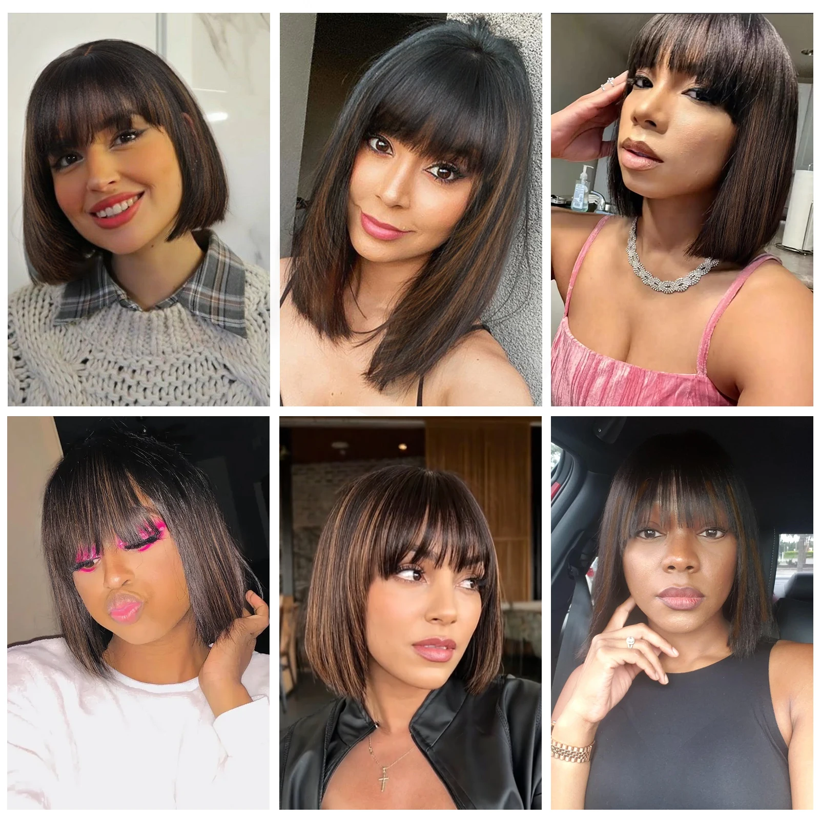 1/30 تسليط الضوء على بوب شعر مستعار شعر الإنسان 2x1 HD الدانتيل الباروكة الأمامية 12 بوصة شعر طبيعي مفرود الباروكات براون شعر مستعار بشري داكن للنساء