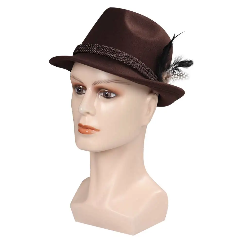 Retro Jazz Feather Hat for Men, Chapéus Fedora, Boné, Oktoberfest, Festival de Cerveja Tradicional, Acessórios Cosplay, Adereços de Moda