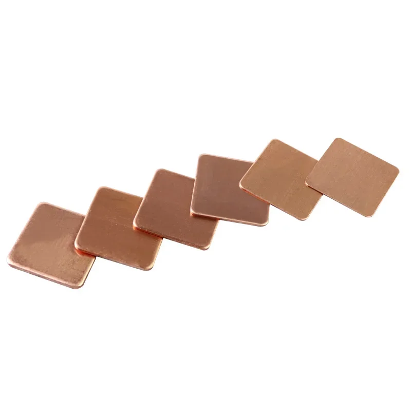 10/50/100pcs 15x15mm Laptop Copper Sheet Plate Strip Shim Thermal Pad Heatsink Sheet 0.3-2mm For GPU CPU VGA Chip RAM Cooling