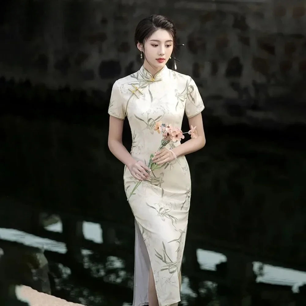 New Chinese Style High End Cheongsam Women Improved Qipao New 2025 Women's Summer Chinese Wear Youth Style Cheongsam Dress