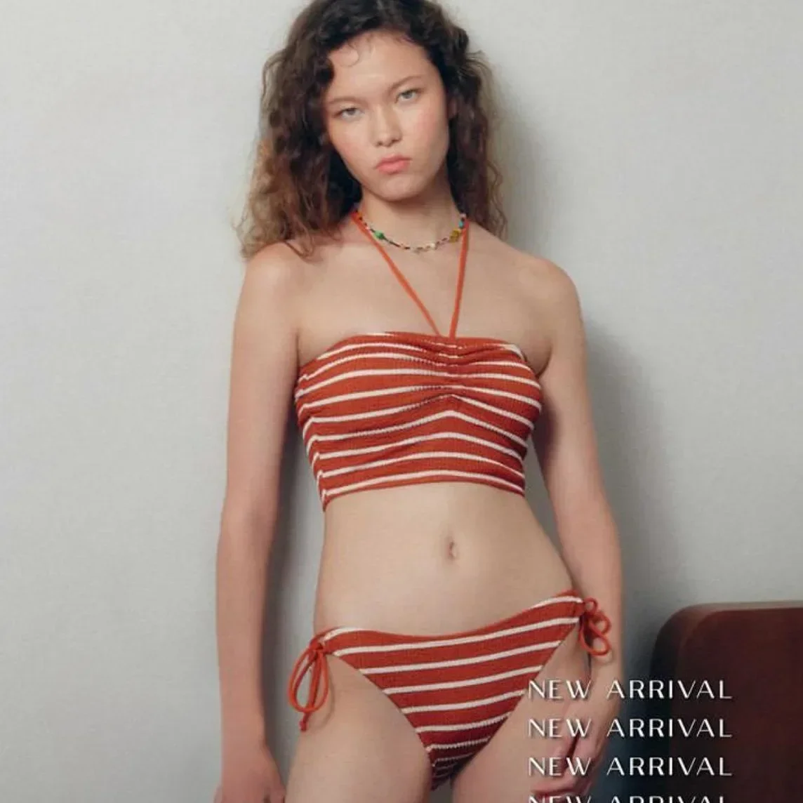 

New Stripe Bikinis Bandeau Two Pieces Swimsuit Women Swimwear Beach Wear Bathing Suit Korean String Bikini Set Pool Bather 2024