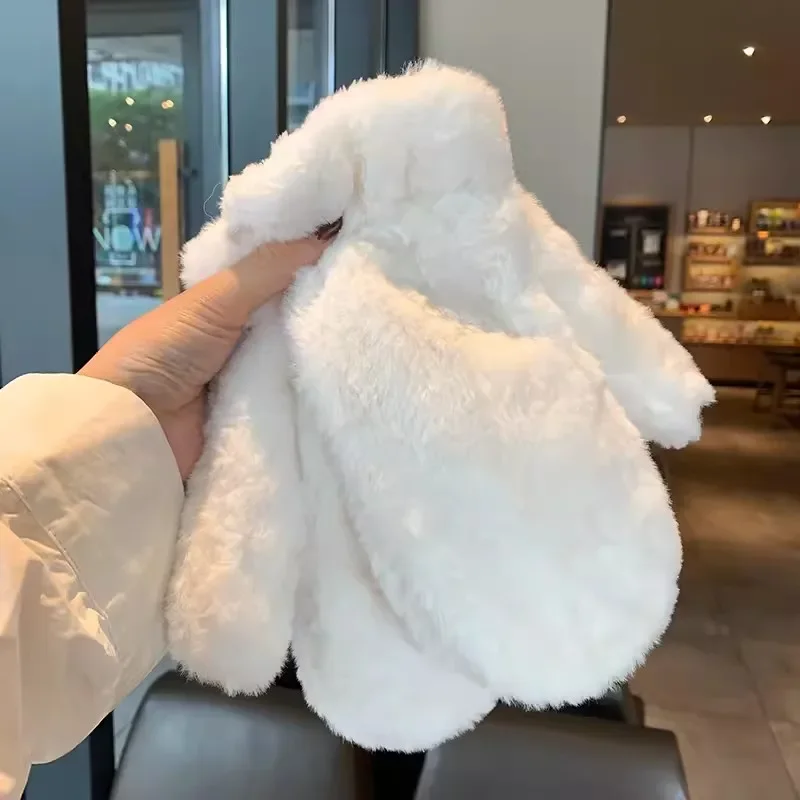 Inverno addensare peluche morbido guanti a dita intere donna WarmFur guanti sfocati protezione fredda fodera in velluto guanti soffici all'aperto