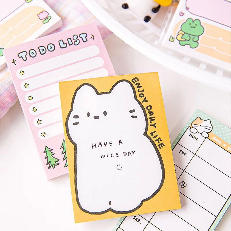 Bloc de notas de gato Piggy, notas de mensaje de decoración, lista de tareas pendientes, Plan semanal Kawaii, papelería escolar, 50 piezas