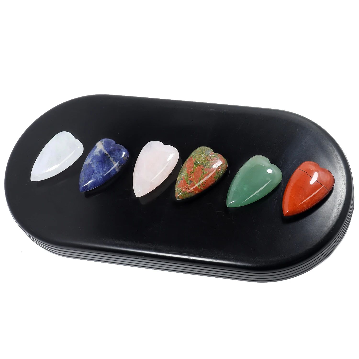 5/10/20pcs Natural Heart Shape Reiki Healing Chakra Crystal Gemstone Beads 25x40mm No Hole For Women Beauty DIY Decor Gift