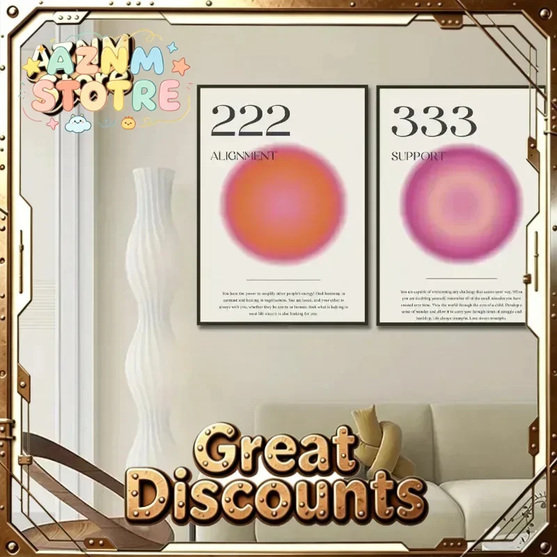 Number 666 777 Energy Spiritual Zen Art Poster Vintage Aura Angel Canvas Painting Wall Prints Picture for Living Room Home De