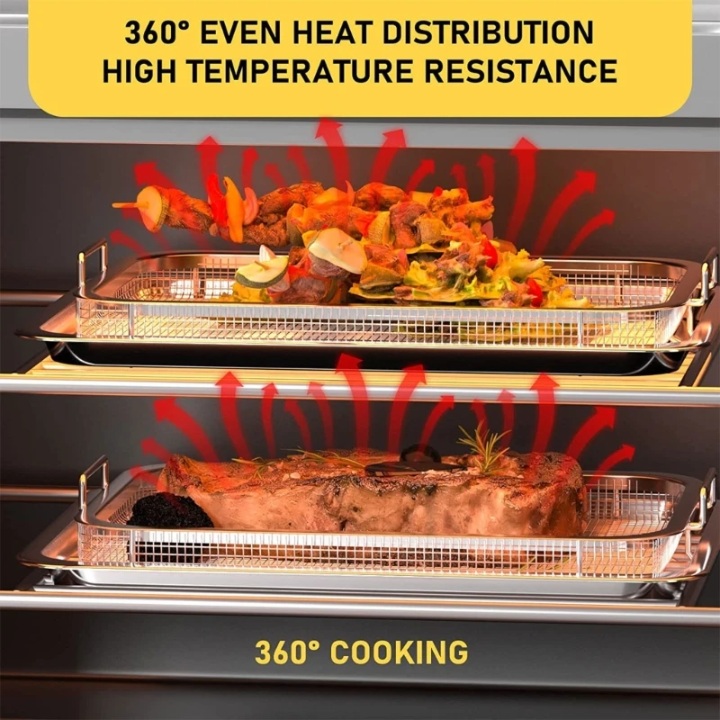 Nồi Chiên Không Dầu Air Fryer Giỏ Cho Lò Nướng Inox Nướng Chống Dính Khay Lưới Dây Chân Đế Dropshipping