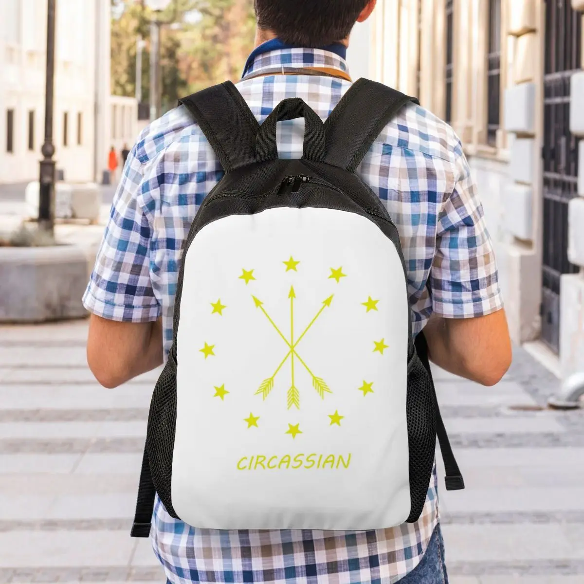 12 Stars Around 3 Arrows Adygea Flag Backpack Student Boys Girls BookBag School Bag Laptop Shoulder Bags
