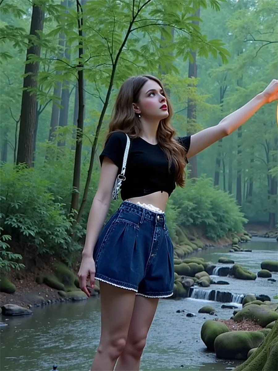 Denim-Spitzen-Patchwork-Shorts für Mädchen, elegante Damenbekleidung, Winterkleidung, formende Slim-Bottom-Shorts für drinnen, Homestyle, Sister Officewear