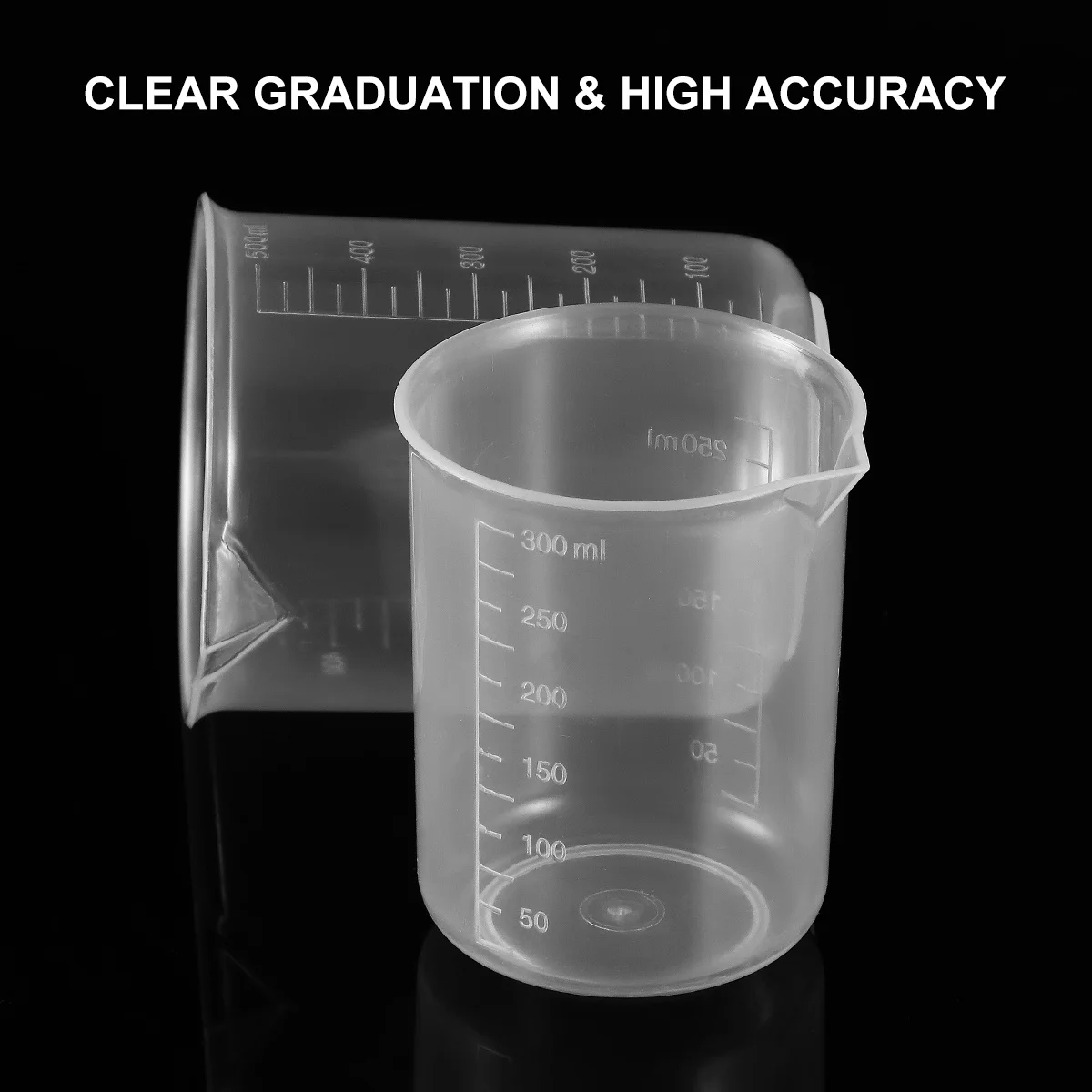 

4pcs 50Ml 150Ml 250Ml 500Ml Plastic Measuring Beaker Transparent Graduated For Kitchen Laboratory Liquid Sugar Vinegar Sauce