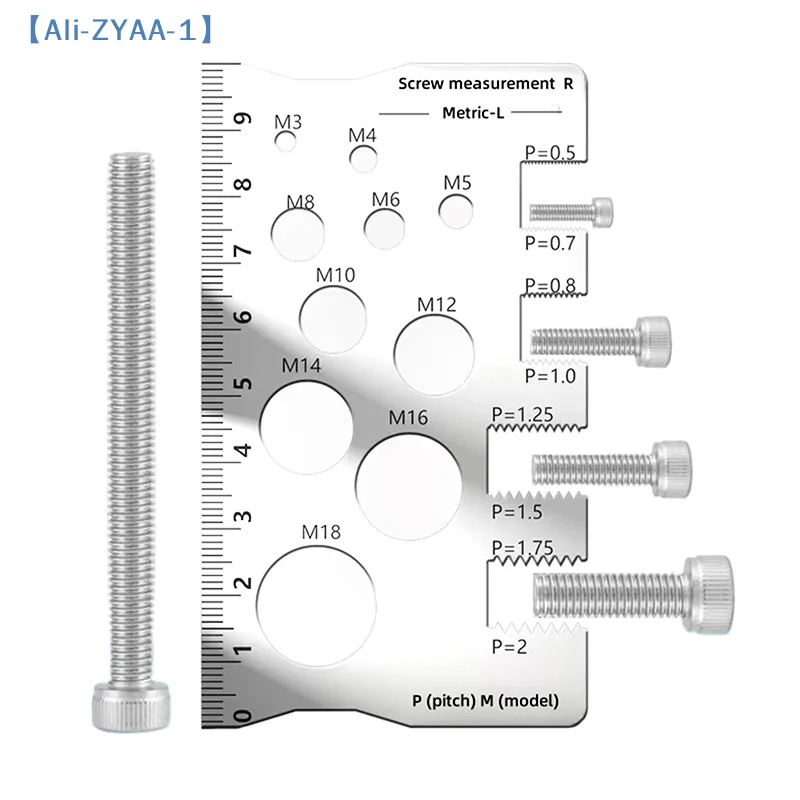 【ZYAA-1】Gewindeabstandsmessgerät, Messlineal für Schrauben, platzsparendes Messwerkzeug für Bit, Bolzen, Muttern, Schrauben, Bastelarbeiten