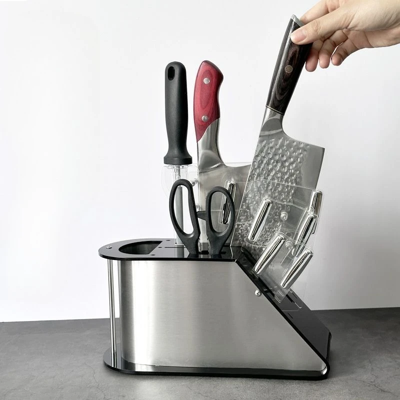 

Stainless Steel Multi-purpose Kitchen Knife Rack Chopstick Scissors Storage Bucket Rust-proof and Durable Household Storage Rack