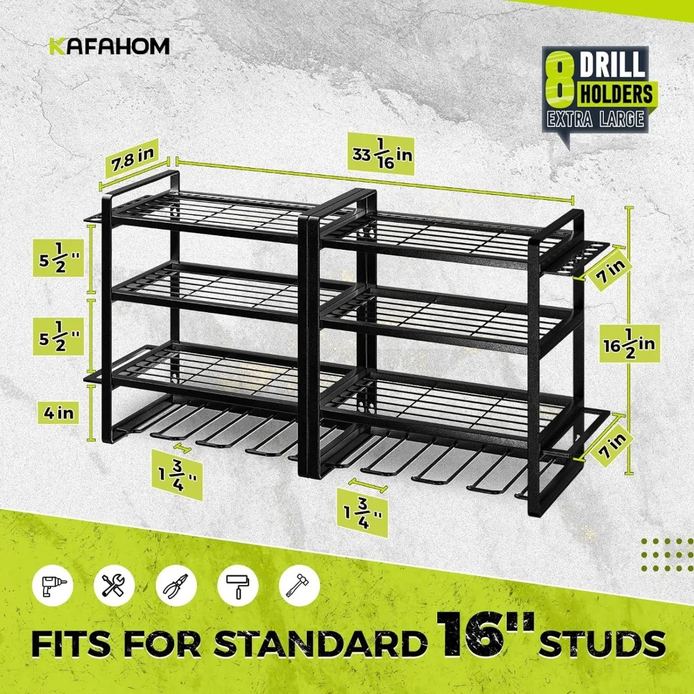 Imagem -05 - Garagem Ferramenta Organizador e Armazenamento Rack Power Tool Organizer Broca Holder Wall Mount Camadas Prateleira com Chave de Fenda p