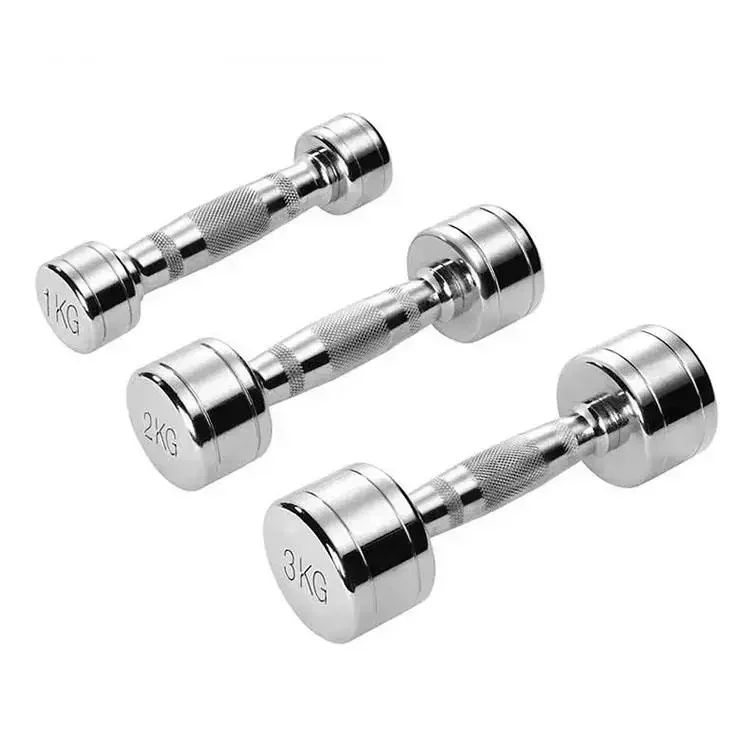 High Quantity Gym Equipment Free Weight Chromed Dumbbell Stainless Steel Chrome Dumbbell for Weight Lifting