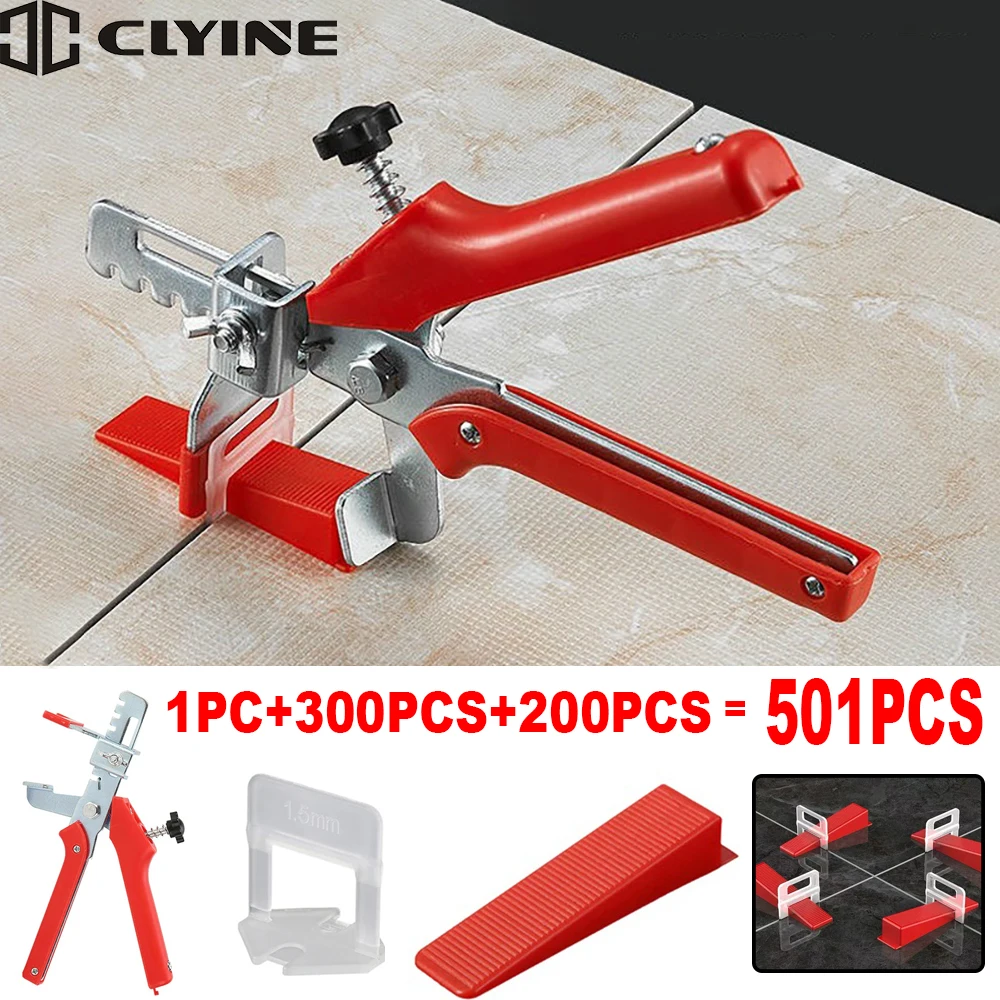 501Pcs Ceramic Tile Leveling System Clips Spacers Straps with Piler Wadge for Tile Laying Wall Floor Construction Tools Building