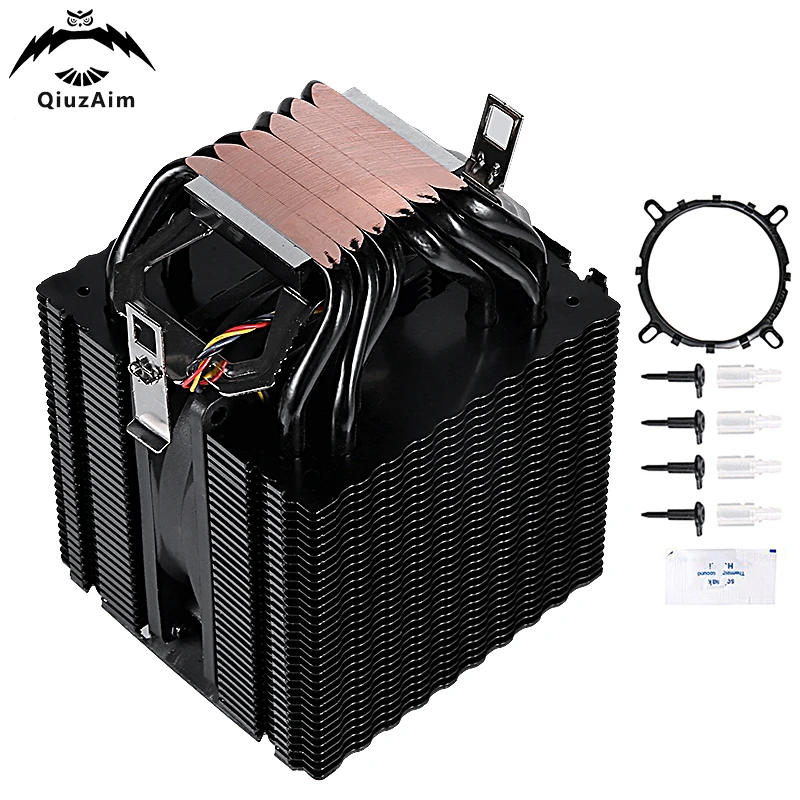 

QiuzAim intel cpu cooler Processor Fan 4pin/PWM Air-cooled 6 Heat Pipe Twin Towers Installing LGA115x 1200 1700 am3 am4 AM5 AMD