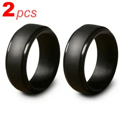 2 PCS Black Silicone Men's Wedding Bands - Soft Comfortable Fit for Sizes 7-14  Jewelry  Halloween