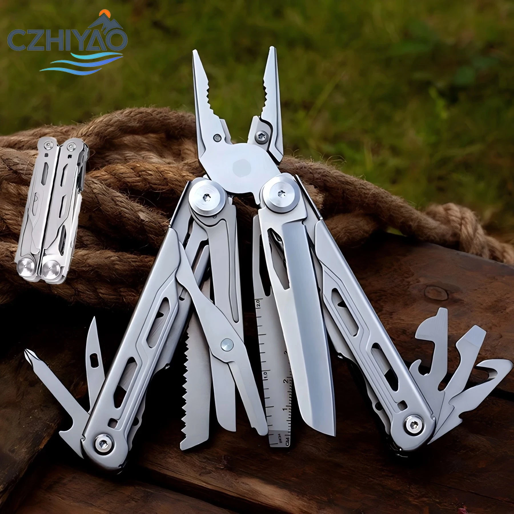CZHIYAO Portable Multi Tool Pliers Folding Stainless Steel Survival Gear with Knife Screwdriver Opener for Camping Hiking EDC