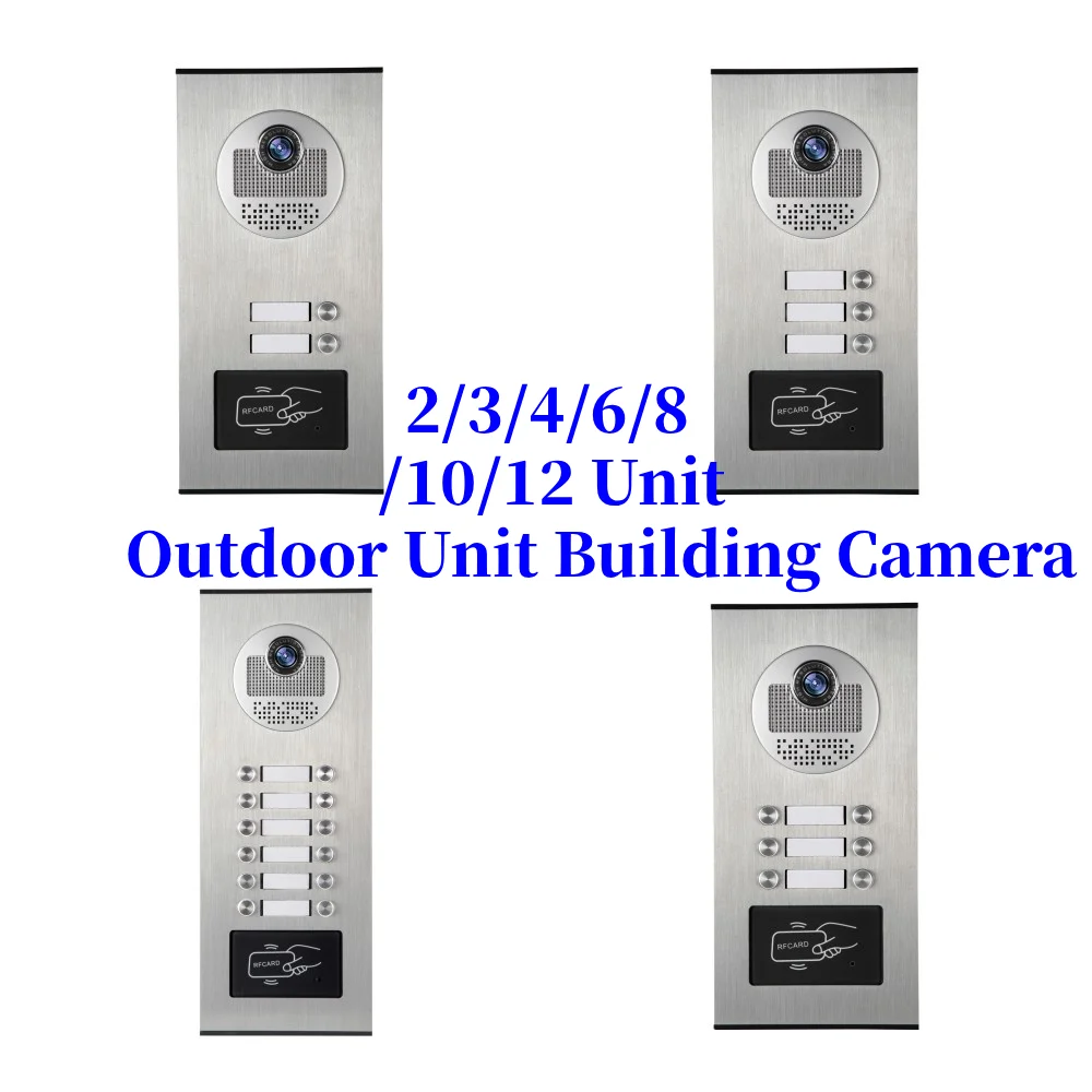 2-12 Units Apartment Doorbell Camera With RFID Keyfobs Unlock Function IR Night Vision Outdoor Camera For Video Door Phone